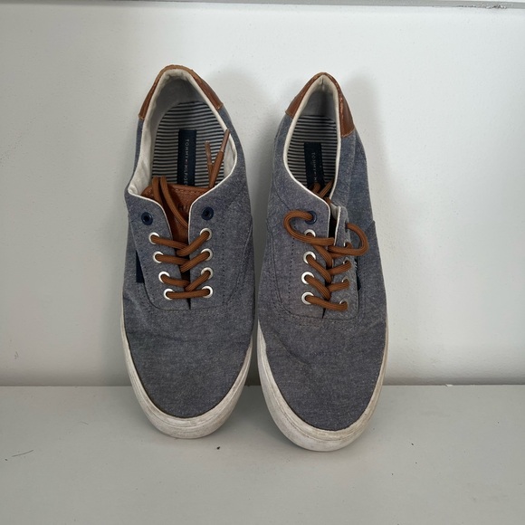 Tommy Hilfiger Other - Tommy Hilfiger Gray Canvas Sneakers with Brown Accents